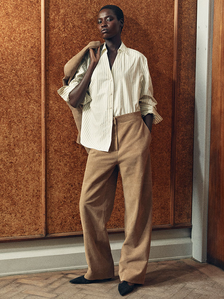 オープンカラー コットンポプリンシャツ